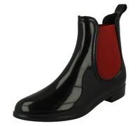 Spot On Ladies Spot On Chelsea Boot Style Ankle Boot - Black/Burgundy - UK 8