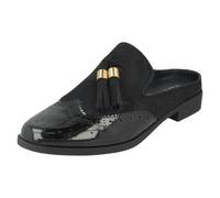 Spot On Ladies Spot On Closed Toe Brogue Mules - Black - UK 5