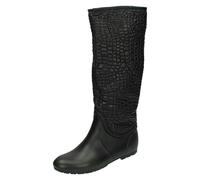 Spot On Ladies Spot On Crocodile Style Wellington Boots - Black - UK 8