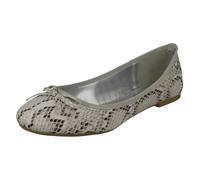 Spot On Ladies Spot On Flat Ballerinas F80454 - White Snake Print - UK 5