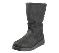 Spot On Ladies Spot On Fur Lined Zip Up Wide Fit Wedge Heel Mid Calf Boots F4466 - Black - UK 7