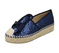 Spot On Ladies Spot On Glitter Bunny Ears Espadrilles - Navy - UK 3