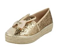 Spot On Ladies Spot On Glitter Bunny Ears Espadrilles - Rose Gold - UK 3