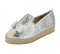 Spot On Ladies Spot On Glitter Bunny Ears Espadrilles - Silver - UK 6
