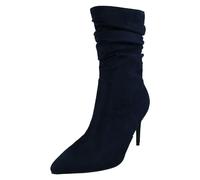 Spot On Ladies Spot On High Heel Rouched Leg Calf Boots F51232 - Navy - UK 5