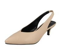 Spot On Ladies Spot On Kitten Heel Slingback Shoes F90049 - Nude - UK 7