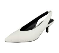 Spot On Ladies Spot On Kitten Heel Slingback Shoes F90049 - White - UK 8