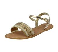 Spot On Ladies Spot On Leather Collection Beaded Sandals - Gold - UK 8