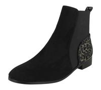 Spot On Ladies Spot On Leopard Print Heel Ankle Boots F51115 - Black - UK 4