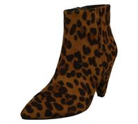 Spot On Ladies Spot On Leopard Print High Heel Ankle Boots F51124 - Tan Leopard - UK 4