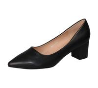 Spot On Ladies Spot On Mid Block Heel Pointed Toe Court Shoes F90127 - Black - UK 6