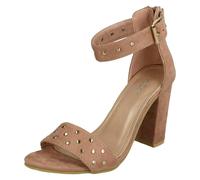 Spot On Ladies Spot On Mid Chunky Heel Sandals - Dusty Pink/Gold - UK 3