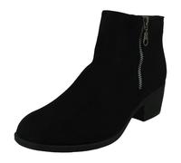 Spot On Ladies Mid Heel Ankle Boots F51168 - Black Microfibre - UK Size 4 - EU Size 37 - US Size 6
