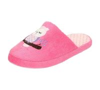 Spot On Ladies Spot On Owl Print Mule Slipper - Fuchsia - UK 5-6