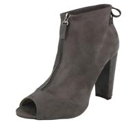 Spot On Ladies Spot On Peep Toe Ankle Boots - Dark Grey - UK 6