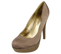 Spot On Ladies Spot On Platform Diamante Heel - Champagne - UK 5