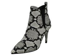 Spot On Ladies Spot On Snake Print Ankle Boots F50990 - Ivory Snake Print - UK 5
