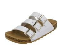 Spot On Ladies Spot On Three Buckle Mules - White - UK 6