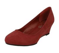 Spot On Ladies Spot On Wedge Pumps - Maroon - UK 6
