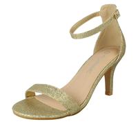 Spot On Ladies Spot On Wide Fit High Heeled Evening Sandals F12121 - Gold - UK 7