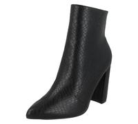 Spot On Ladies Spot On Zip Up Ankle Boots F51140 - Black Croc Print - UK 6