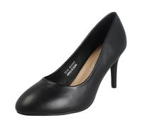 Spot On Women's Wide Fit Classic Court Shoes with Mid Stiletto Heel in True Black | Size: 6 Spot On True Black 6