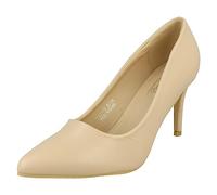 Spot On Ladies Wide Fit Court High Heels F90110 - Nude Synthetic - UK Size 4 - EU Size 37 - US Size 6