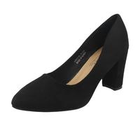 Spot On Ladies Wide Fit Court Shoes F90146 - Black Microfibre - UK Size 7 - EU Size 40 - US Size 9