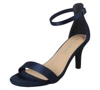 Spot On Ladies Wide Fit High Heeled Evening Sandals F12121 - Navy Satin - UK Size 4 - EU Size 37 - US Size 6