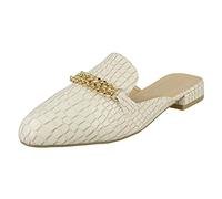 Spot On Ladies Wide Fit Open Back Mules F80536 - Cream Croc Print - UK Size 6 - EU Size 39 - US Size 8