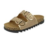 Spot On Ladies Wide Fit Slider Sandals F12009 - Rose Gold Synthetic - UK Size 5 - EU Size 38 - US Size 7