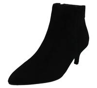 Spot On Ladies Wide Fit Stiletto Heel Ankle Boots with Inside Zip F51241 - Black Textile (Microsuede) - UK Size 6 - EU Size 39 - US Size 8