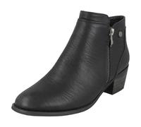 Spot On Ladies Zip Up Mid Heel Ankle Boots
