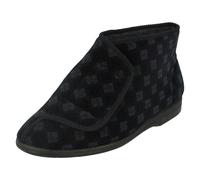 Spot On Mens Balmoral Chequered Pattern Bootee Slippers VB M25 - Navy - UK 8