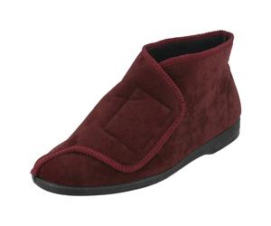 Spot On Mens Balmoral Flat Slipper Boot - Burgundy - UK 9