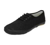 Spot On Mens Casual Oxford Plims - Black Textile - UK Size 9 - EU Size 43 - US Size 10