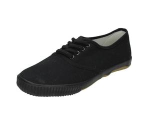 Spot On Mens Casual Oxford Plims - Black Textile - UK Size 9 - EU Size 43 - US Size 10
