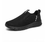 Spot On Mens Casual Slip On Trainers AA233 - Black Textile Fabric - UK Size 11 - EU Size 45 - US Size 12