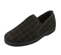 Spot On Mens Spot On Checked Upper Gusset Slipper Jaydon - Brown - UK 8