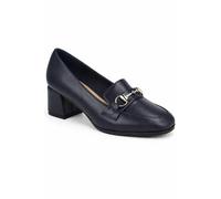 Spot On Women's Block Heel Loafer with Horsebit Detail in Navy | Size: 4 Spot On Navy 4