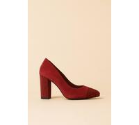 Spot On Women's Block Heel Suede Court Shoes with Embellished Toecap in Burgundy | Size: 7 Spot On Burgundy 7