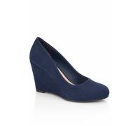 Spot On Women's Classic Wedge Heel Court Shoes in Dark Blue | Size: 7 Spot On Dark Blue 7