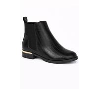 Spot On Women's Croc-Effect Chelsea Ankle Boot with Elastic Panels & Low Heel in Black | Size: 7 Spot On Black 7