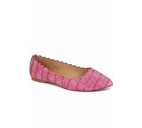 Spot On Women's Croc Effect Scalloped Edge Ballet Pumps in Fuchsia | Size: 7 Spot On Fuchsia 7