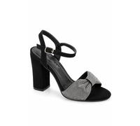 Spot On Women's Diamante Knot Front Block Heel Occasion Sandals in Jet Black | Size: 4 Spot On Jet Black 4