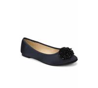 Spot On Women's Embellished Flower Detail Ballet Pumps in Dark Blue | Size: 6 Spot On Dark Blue 6
