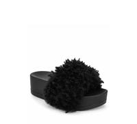 Spot On Women's Faux Fur Platform Slider Sandals in Black | Size: 6 Spot On Black 6