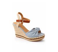 Spot On Women's Knot Front Espadrille Wedge Sandal with Ankle Strap in Light Blue | Size: 4 Spot On Light Blue 4