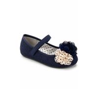 Spot On Women's Lace Floral Mary Jane Ballet Shoes in Dark Blue | Size: 9 Spot On Dark Blue 9