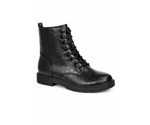 Spot On Women's Lace Up Ankle Boot with Chunky Sole & Textured Finish in Black | Size: 7 Spot On Black 7